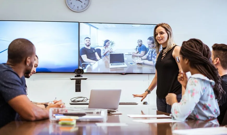 Group of people getting ready for a virtual meeting